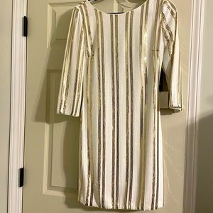 White and gold sequin dress